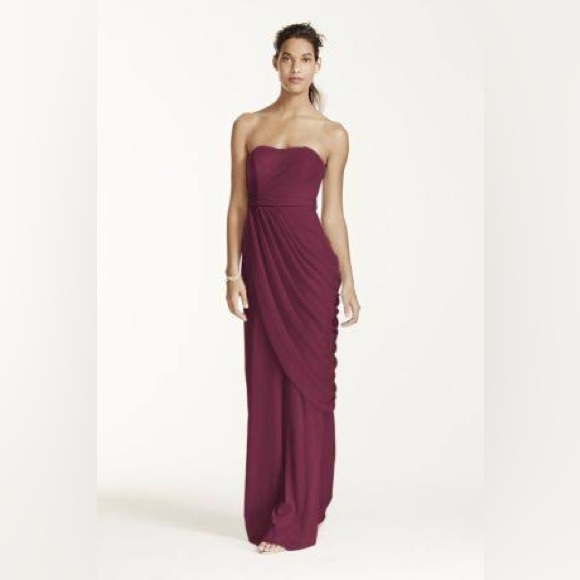 David's Bridal Dresses & Skirts - Nwt:
DAVID'S BRIDAL
long strapless mesh dress with side draping